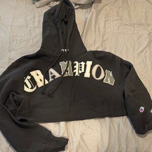 Champion Black Cropped Hoodie